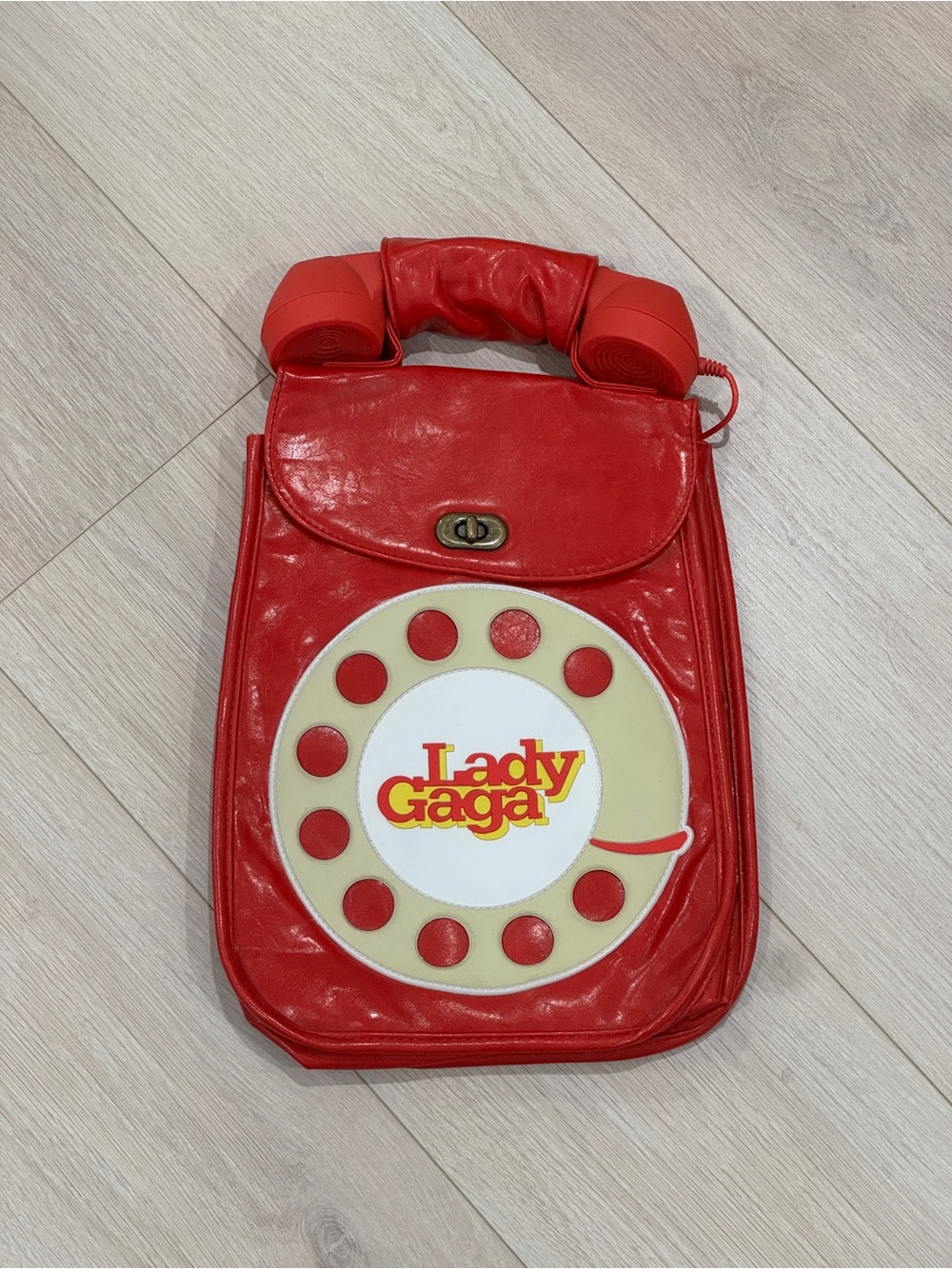 Lady Gaga Red Novelty Phone-Design Crossbody Bag